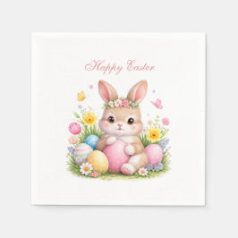 Cute Easter Bunny Rabbit Pink Blush Peony Servet