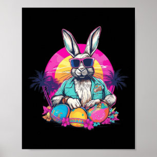 Cute Easter Bunny Retro Miami Kijk uit kleurrijke  Poster