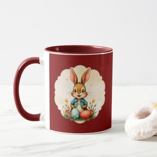 Cute Easter Bunny – Soft Frame - caneca Mok (Met donut)