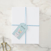 Cute Easter bunny turquoise background Cadeaulabel (Met Touw)