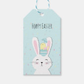 Cute Easter bunny turquoise background Cadeaulabel (Voorkant)