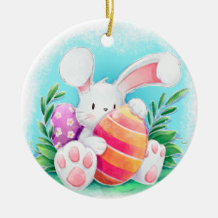 Cute Easter Bunny-Waterverf   Keramische siervoorw Keramisch Ornament