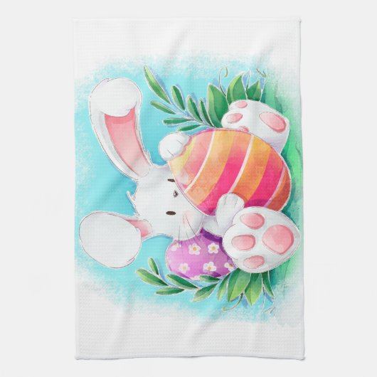Cute Easter Bunny-Waterverf | Keukenhanddoek (Verticaal)