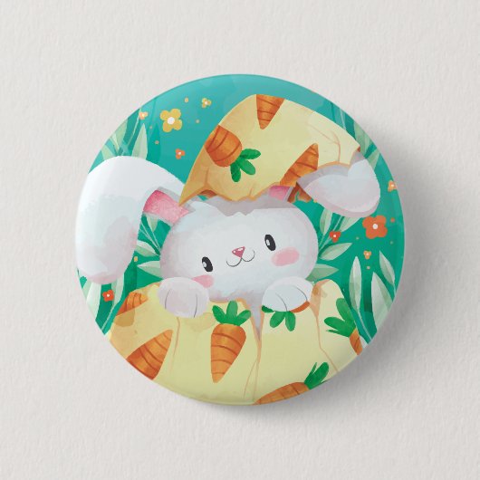 Cute Easter Bunny-Waterverf | Pin-Button Ronde Button 5,7 Cm (Voorkant)