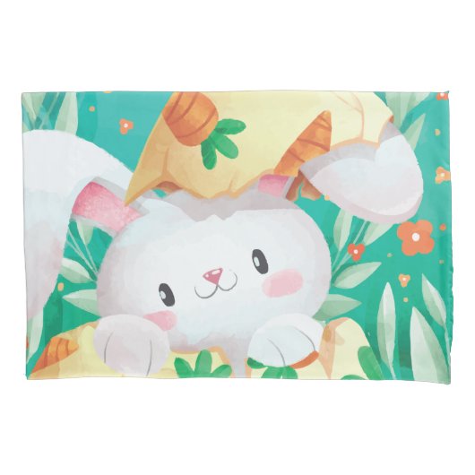 Cute Easter Bunny-Waterverf | Proefcase Kussensloop (Voorkant-Links)