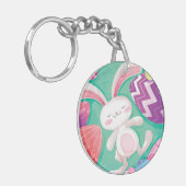Cute Easter Bunny-Waterverf | Sleutelhanger (Voorkant Links)
