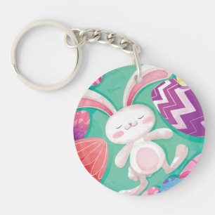 Cute Easter Bunny-Waterverf Sleutelhanger