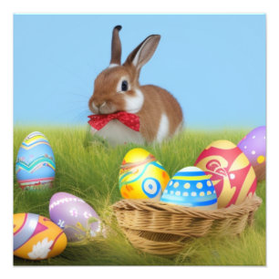 Cute Easter Bunnyfor voor een positieve stemming Foto Afdruk