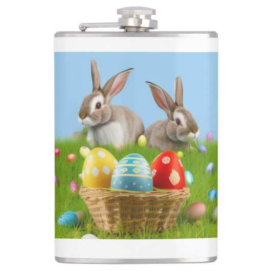 Cute Easter Bunnyfor voor een positieve stemming Heupfles (Voorkant)