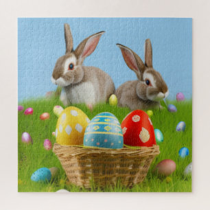 Cute Easter Bunnyfor voor een positieve stemming Legpuzzel