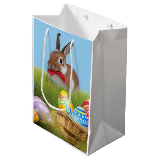 Cute Easter Bunnyfor voor een positieve stemming Medium Cadeauzakje (Voorkant Gekanteld)