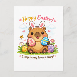 Cute Easter Capybara Eggs Bunny Ears Briefkaart