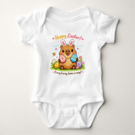 Cute Easter Capybara Eggs Bunny Ears Romper