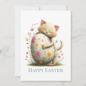 Cute Easter Cat Flat Greeting Card Feestdagenkaart (Voorkant)