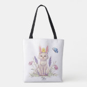 Cute Easter Cat with Chick Illustration Tote Bag (Achterkant)