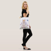 Cute Easter Cat with Chick Illustration Tote Bag (Op model)
