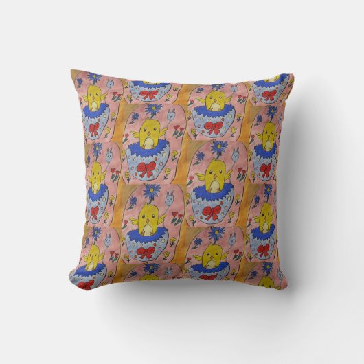 Cute Easter Chick Throw Cushion Kussen (Voorkant)