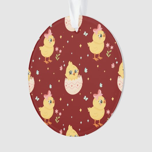 Cute Easter Chick with Pink Bow Seamless Pattern  (devant)
