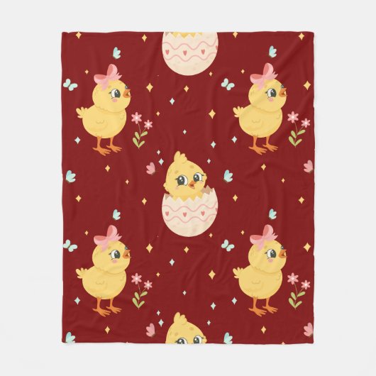 Cute Easter Chick with Pink Bow Seamless Pattern  Fleece Deken (Voorkant)