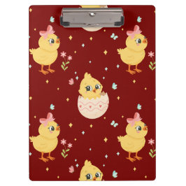 Cute Easter Chick with Pink Bow Seamless Pattern  Klembord