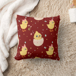 Cute Easter Chick with Pink Bow Seamless Pattern  Kussen