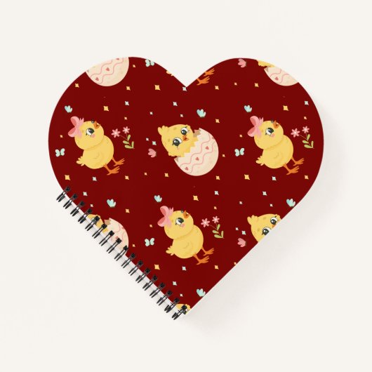 Cute Easter Chick with Pink Bow Seamless Pattern Notitieboek (Voorkant)