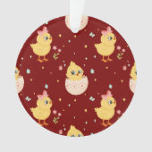 Cute Easter Chick with Pink Bow Seamless Pattern  Ornament (voorkant)