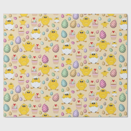 Cute Easter Chicken Pattern Cadeaupapier (Vlak)
