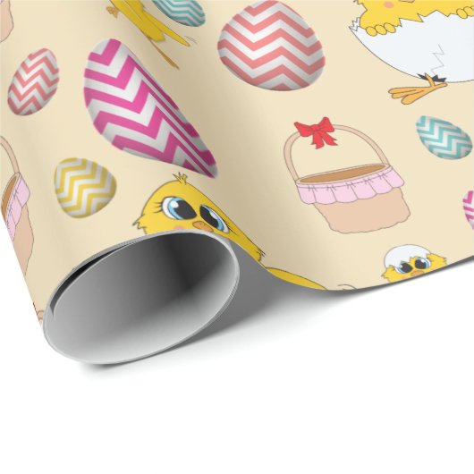 Cute Easter Chicken Pattern Cadeaupapier (Rol Hoek)