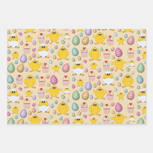 Cute Easter Chicken Pattern Inpakpapier Vel (Voorkant 3)