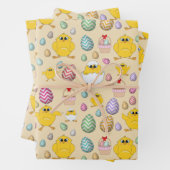 Cute Easter Chicken Pattern Inpakpapier Vel (In situ)