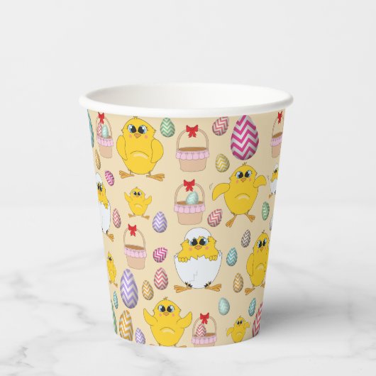 Cute Easter Chicken Pattern Papieren Bekers (Voorkant)