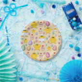 Cute Easter Chicken Pattern Papieren Bordje (Feest)