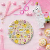 Cute Easter Chicken Pattern Papieren Bordje (Feest)