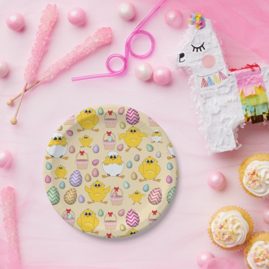 Cute Easter Chicken Pattern Papieren Bordje (Feest)