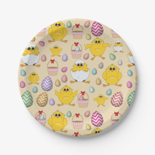 Cute Easter Chicken Pattern Papieren Bordje (Voorkant)