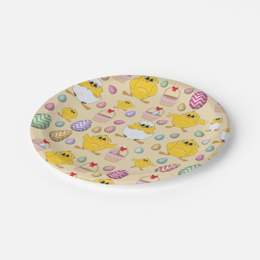 Cute Easter Chicken Pattern Papieren Bordje (Gekanteld)