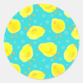 Cute Easter Chicken Pattern Ronde Sticker (Voorkant)