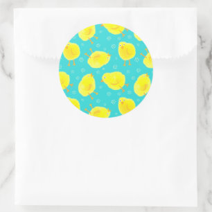 Cute Easter Chicken Pattern Ronde Sticker