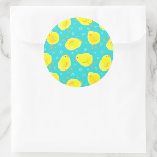 Cute Easter Chicken Pattern Ronde Sticker (Tas)