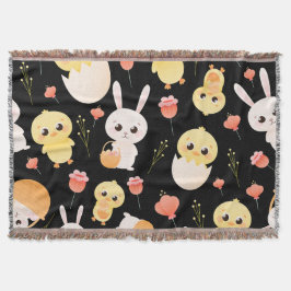 Cute Easter Chicks & Bunnies Seamless Pattern  Deken