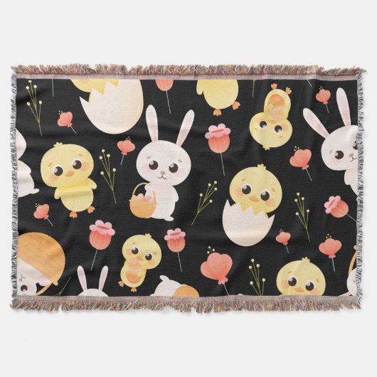 Cute Easter Chicks & Bunnies Seamless Pattern Deken (Voorkant)