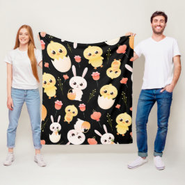 Cute Easter Chicks & Bunnies Seamless Pattern  Fleece Deken