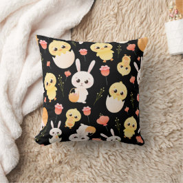 Cute Easter Chicks & Bunnies Seamless Pattern  Kussen