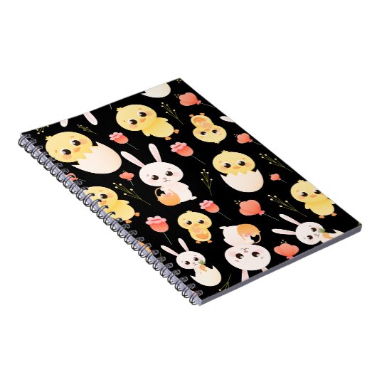 Cute Easter Chicks & Bunnies Seamless Pattern Notitieboek (Rechterzijde)