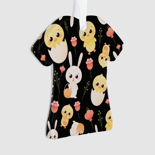 Cute Easter Chicks & Bunnies Seamless Pattern  Orn (devant)