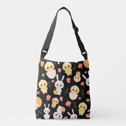 Cute Easter Chicks & Bunnies Seamless Pattern Orn Crossbody Tas (Voorkant)