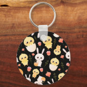 Cute Easter Chicks & Bunnies Seamless Pattern  Sleutelhanger (Voorkant)