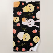 Cute Easter Chicks & Bunnies Seamless Pattern  Strandlaken (Voorkant)