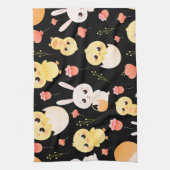 Cute Easter Chicks & Bunnies Seamless Pattern  Theedoek (Verticaal)